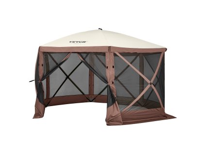 Pop-up rozkladací stan 6-stranný so sieťkami a 6 závesmi 12.5×12.5FT