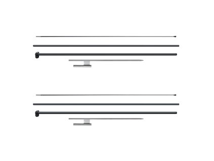 Sada praporných tyčí 2 ks, výška 12.7 ft, so zemnými kolíkmi a taškou