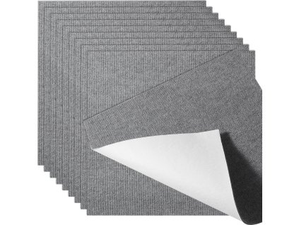 Samolepiace kobercové dlaždice 24”×24”, 9 ks, svetlosivé, polstrované
