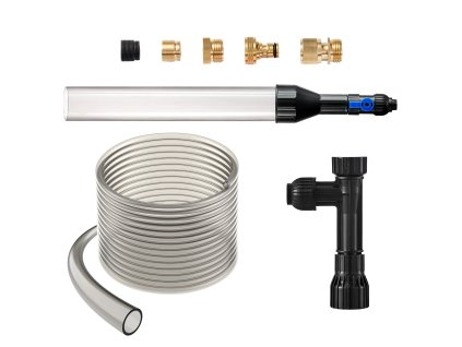 Sifón na čistenie akvária s pvc hadicou 25 ft, 3 mosadzné adaptéry