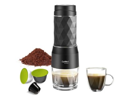 BioloMix HS8439 Portable Coffee Maker, 13-18Bar Pressure Hand Press Capsule Ground Coffee Brewer, 80ml Water Container, for Travel and Picnic - Black