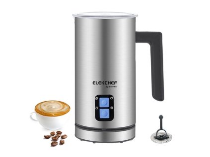 BioloMix MF600 4 in 1 500W Hot Cold Milk Frother, Coffee Frothing Foamer, Automatic Milk Warmer, Food-grade Safe, Double Stainless Steel Wall - Silver