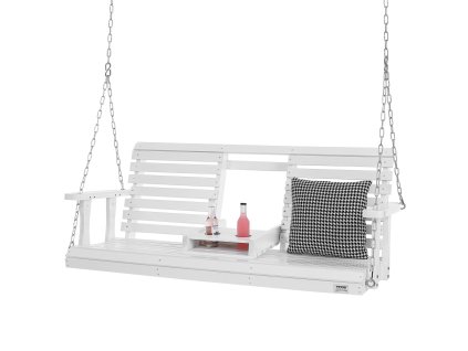 Záhradná hojdačka-lavica 5 ft, nosnosť 880 lbs, biela, s reťazami