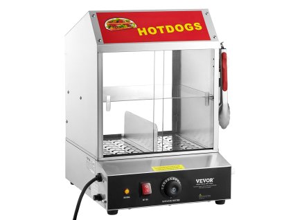 Elektrický parník na hot dogy 27L, 2 poschodia, 30℃~85℃, nerez