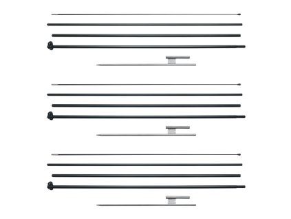 Sada stĺpikov pre perové vlajky, 3 ks, 16.3 ft, zemné kolíky a taška