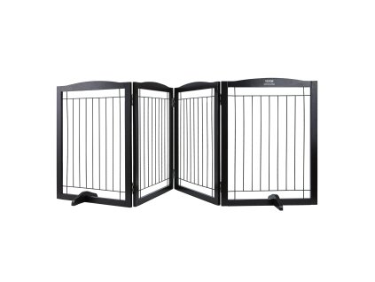 Voľne stojaca brána pre psa 32"×96.5", 4 panely, rozšíriteľná, hnedá