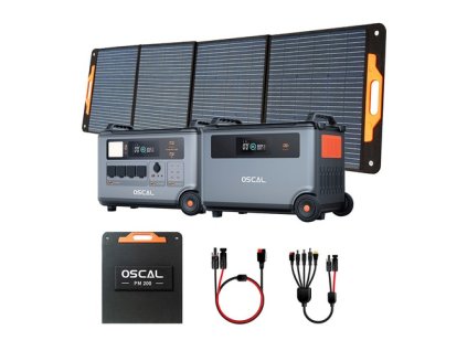 Blackview Oscal PowerMax 3600 Rugged Power Station + BP3600 3600Wh Extra Battery Pack + PM200 200W Solar Panel, 3600Wh to 57600Wh LiFePO4 Battery, 14 Outlets, 5 LED Light Modes, Morse Code Signal
