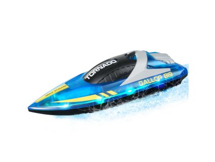 Diaľkovo ovládaná loďka 2,4 ghz, 12 km/h, led, 2× batérie, vodotesná