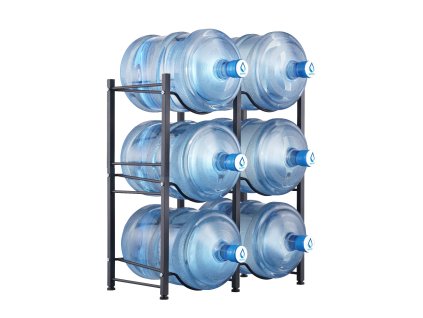 Držiak na 5 gallonové fľaše, 3 poschodia, dvojriadový, 6 fliaš