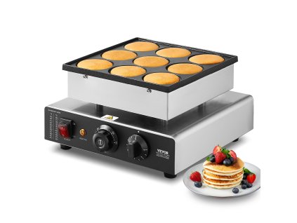 Elektrický gril na poffertjes 9 jamiek ø76 mm, 850 W, nerez, regulácia