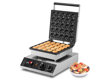 Mini stroj na poffertjes 25 ks 43 mm 1700 W nerez, temp. a čas