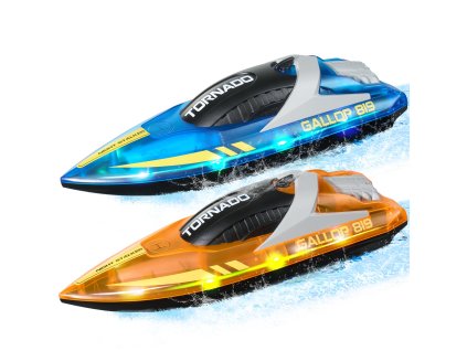 Rádiom riadená loď, 2 ks, 2.4GHz, 12 km/h, led, 4 batérie, vodotesná
