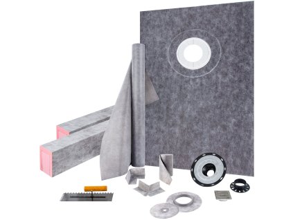 Sada vodotesného sprchového prahu 38×60", 4" ABS lem, 4" nerez rošt