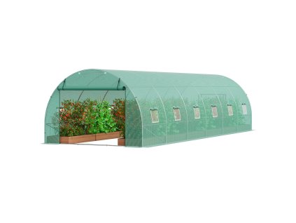 Tunelový skleník 29.2×9.7×6.5 ft, pozinkovaný rám, pe kryt, 12 okien