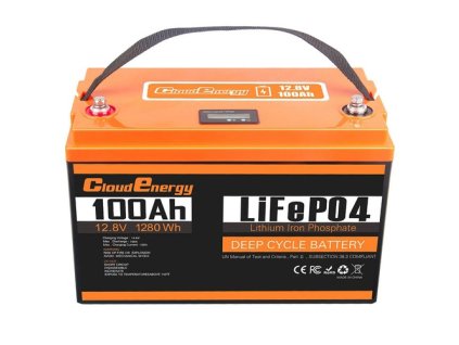 Cloudenergy 12V 100Ah LiFePO4 Battery Pack, 1280Wh Energy, 6000+ Cycles, Built-in 100A BMS, Support Series/Parallel, for Backup Power, RV, Boats, Solar, Trolling Motor, Off-Grid