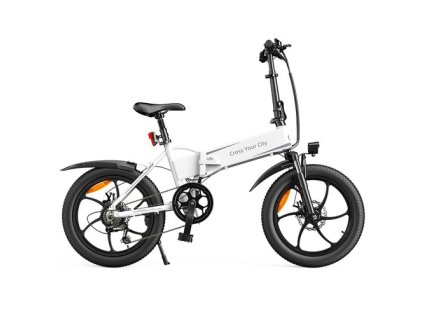 ADO A20+ Electric Folding Bike 20 inch City Bicycle 250W Hall Brushless Gear DC Motor SHIMANO 7-Speed Rear Derailleur 36V 10.4Ah Removable Battery 25km/h Max speed up to 60km Max Range IPX5 Double Shock-absorption Aluminum alloy Frame - White
