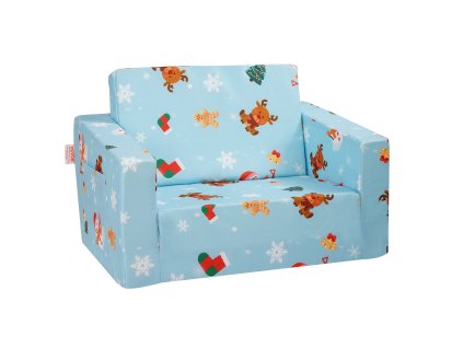 Detská rozkladacia sedačka 2 v 1 pre batoľatá, pohovka posteľ, modrá