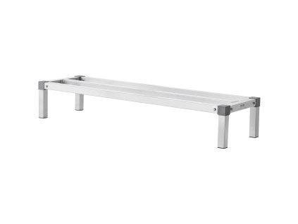 Hliníkový regál na potraviny 48”×14”, 8” nad podlahou, nosnosť 1000 lbs