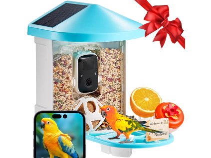 Inteligentné vtáčie krmítko s kamerou 2k, ai 10000+, solárne 2 panely