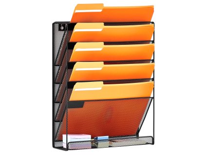 Nástenný kovový sieťovaný organizér 6 priehradok na spisy s menovkou