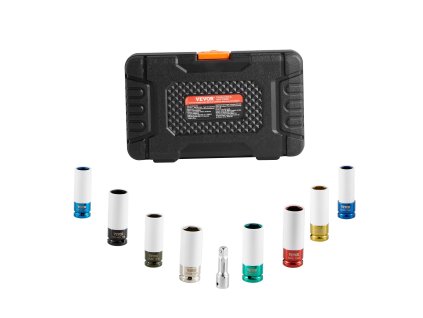 Sada nástrčných hlavíc 1/2 inch, 6-bod, 8 ks, SAE, metrické, s púzdrom