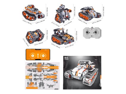 Stavebnica stem 5 v 1, 554 dielov, diaľkové + app ovládanie, 6+