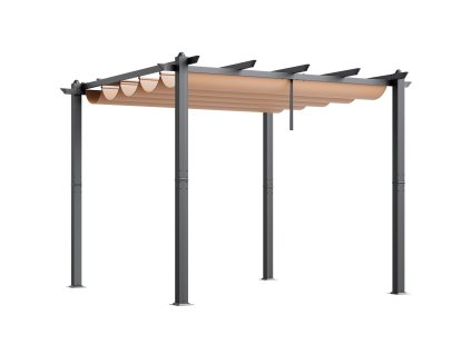 Vysúvateľná pergola 10'×10' hliníková s béžovou markízou na terasu