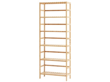 Bambusový 6-policový otvorený regál, voľne stojaci, prírodný