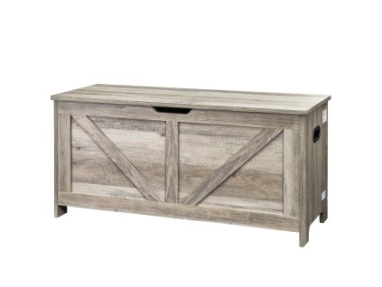 Drevená detská truhlica na hračky s pántom šedá, 38.98×15.55×18.9"