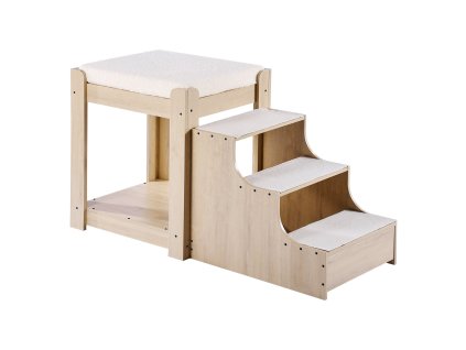 Dvojposchodový pelíšok pre mačky a psy so schodíkmi a penovým vankúšom