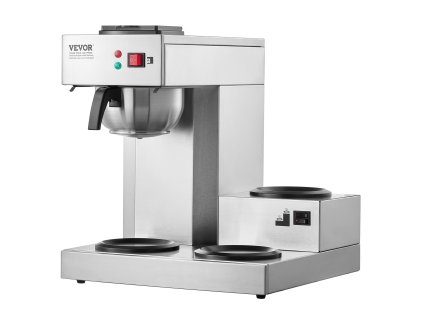 Kávovar pre 12 šálok, 3 karafy, 3 ohrievače, nerez, automatický prívod