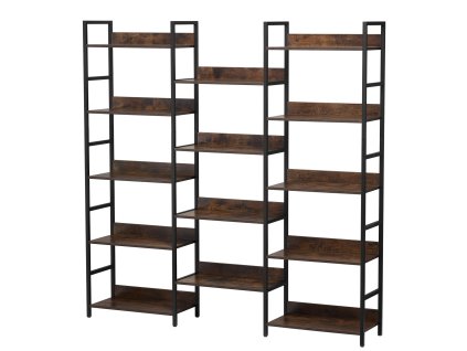 Kovový regál na knihy, 14 políc, industriálny, voľne stojací