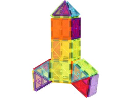 Magnetické stavebné dlaždice 55 ks s podvozkom a 16 kartami 4+