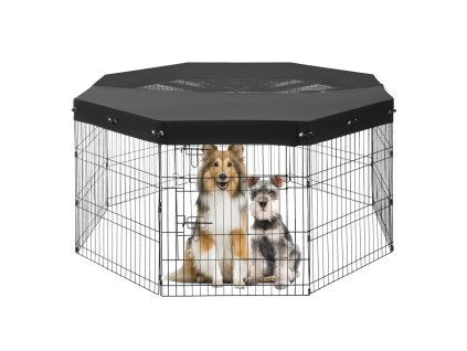 Ohrádka pre psov a mačky 8 panelov 30"×24" skladacia kovová dvere 600D