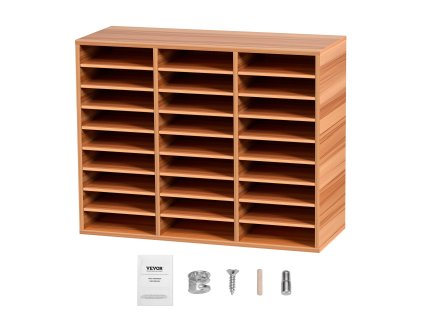 Organizér na dokumenty, 27 priehradok, nastaviteľné police, mdf, biely