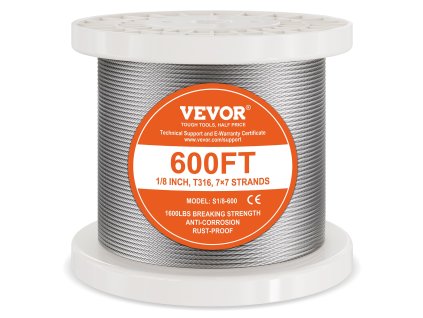 Sada lana 1/8" 600 ft 316 nerez 7x7 1600 lbs s rezačom a rukavicami