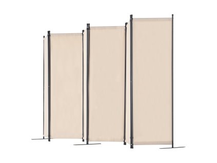 Skladací 6-panelový paraván na delenie miestnosti, béžový, prenosný
