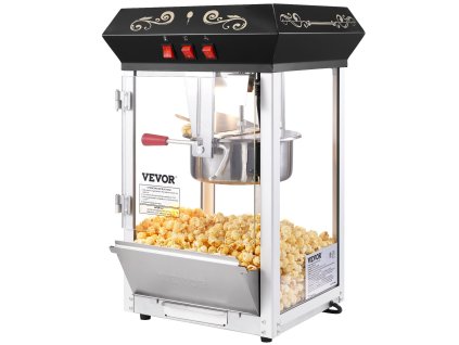 Stroj na popcorn 850 w, 8 oz kotol, 48 šálok/dávka, temperované sklo