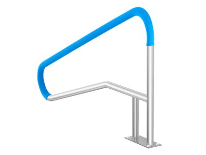 Zábradlie do bazéna 55×32 inch, nerezová oceľ, s podstavou a madlom