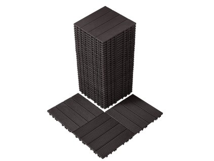 Zámkové dlaždice na terasu 36 ks 11.6"×11.6" 36 sq.ft plast tmavohnedé