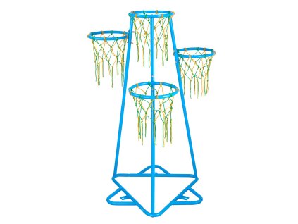 Detský basketbalový kôš s 4 obručami, nastaviteľná výška, 3 lopty
