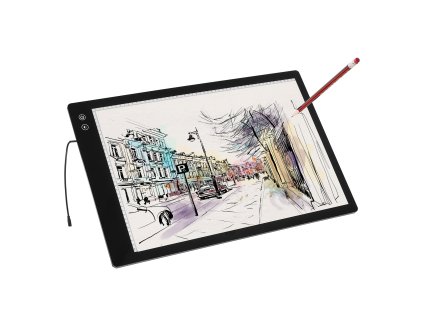 Led podložka A2 pre rysovanie, 6 úrovní jasu, nabíjateľná, čierna