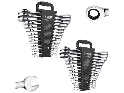 Sada 30 račňových očkových kľúčov, cr-v, sae 1/4"–1", 8–24 mm