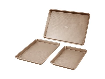 Sada plechov na pečenie 3 ks, uhlíková oceľ, s silikónovými rúčkami