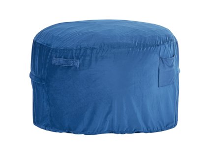 Sedací vak guľatý, snímateľný prateľný poťah, holandský zamat, modrý