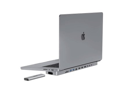 USB-C dokkolóállomás / hub MacBook Pro 13" / 14" INVZI MagHub 12v2-hez SSD-tálcával (szürke)