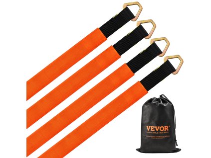 Upínacie popruhy na nápravu 2 in × 3.2 ft, 12000 lbs, d-krúžky, 4 ks