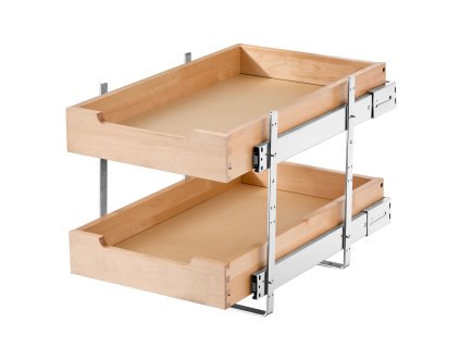 Výsuvný dvojposchodový organizér do skrinky 14"×21", tlmené dovieranie