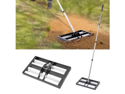 Hrabľa na trávnik nastaviteľná rukoväť 63.4 in, doska 17×10 in, kovová