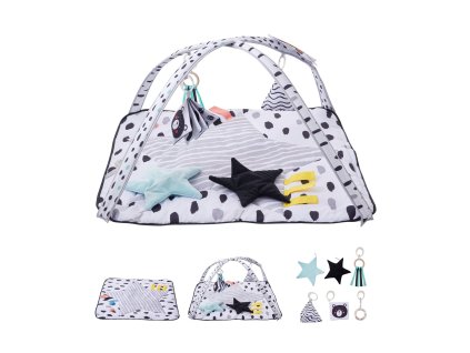 Hracia podložka pre bábätká s 6 senzorickými hračkami a 2 loptičkami